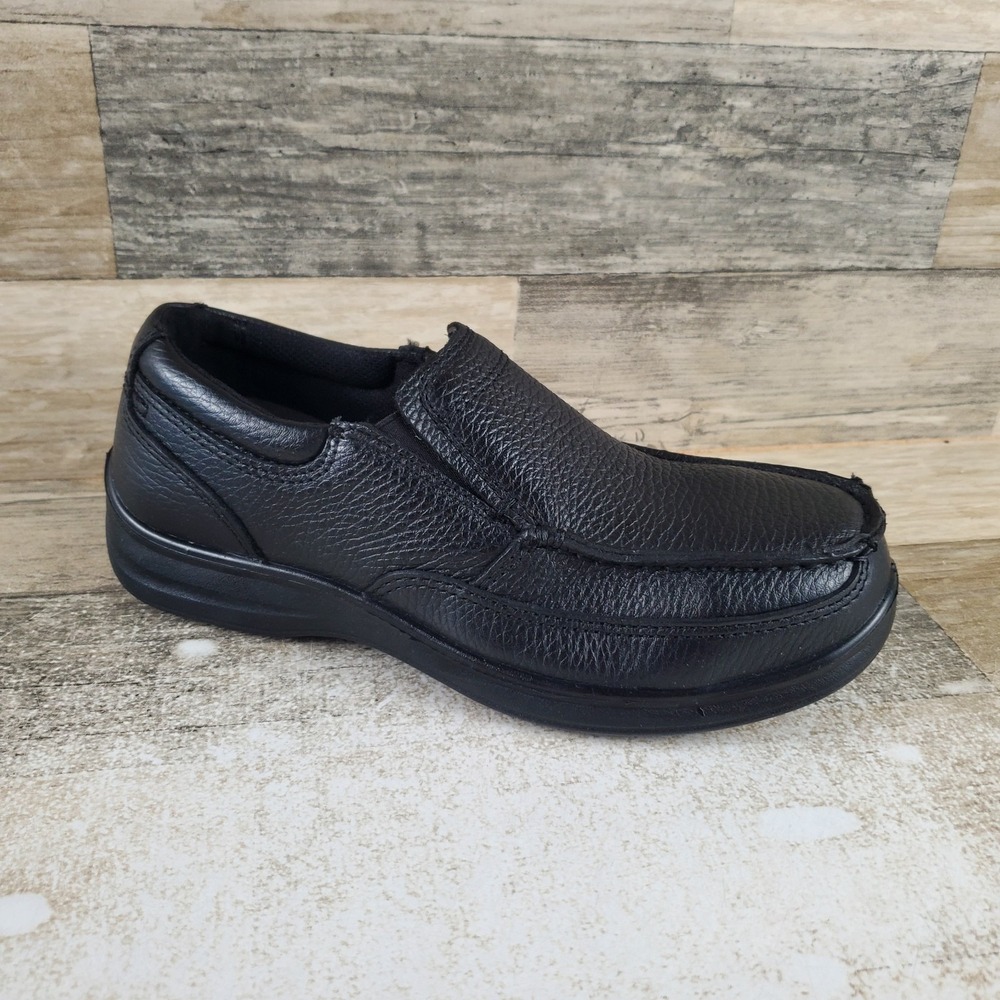 Florsheim Wily Womens Work Boots Sz 6 3E Black Leather Slip-On Steel Moc Toe